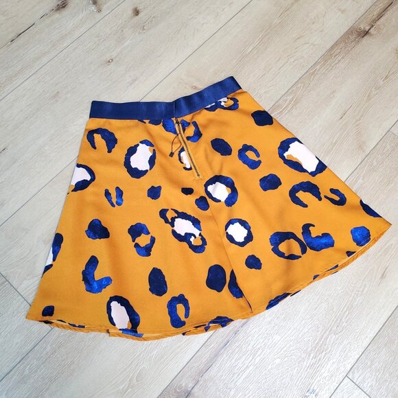 3.1 Phillip Lim Target Leopard Print Skirt Orange Blue Size 8 NWOT Flirty Mini - Picture 9 of 14